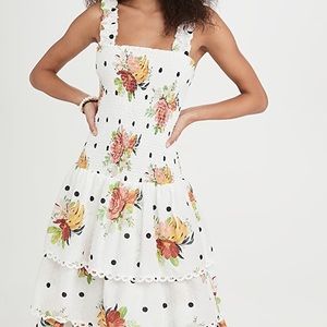 Farm Rio floral print white dress, size Small